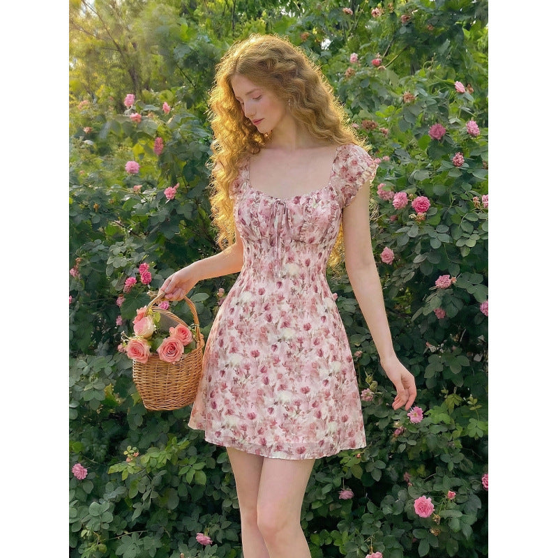 Women's Spring Dress with Ruffle Sleeve & Floral | Mini