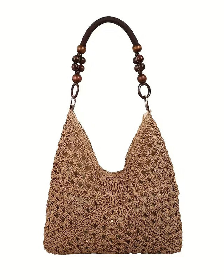Women's Straw Beach Bag | Beaded Handle