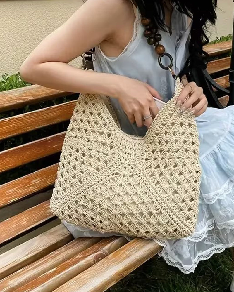 Women's Straw Beach Bag | Beaded Handle