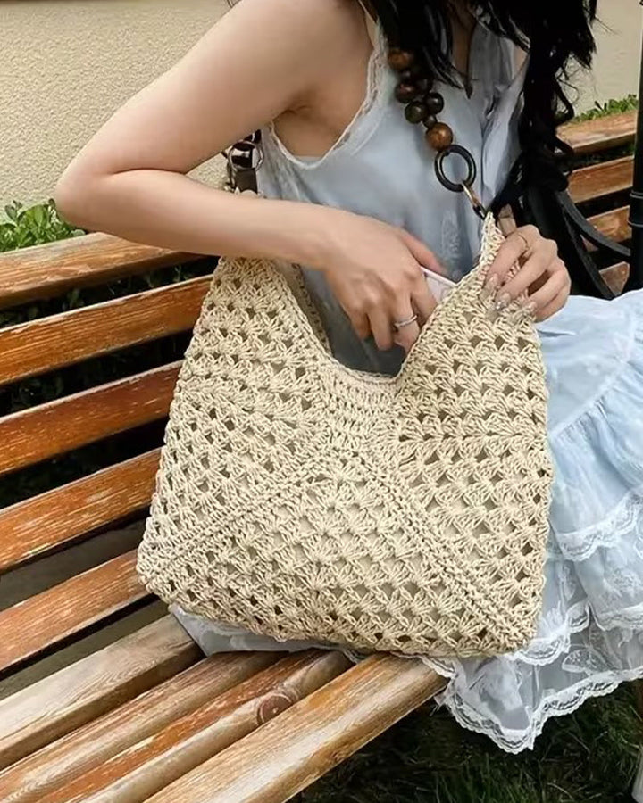 Women's Straw Beach Bag | Beaded Handle
