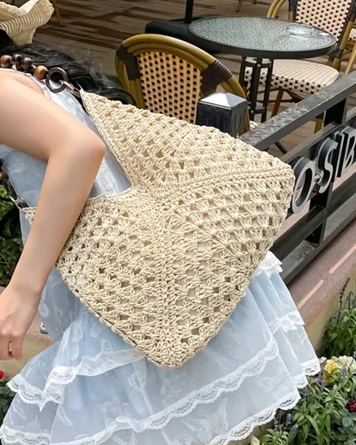 Women's Straw Beach Bag | Beaded Handle