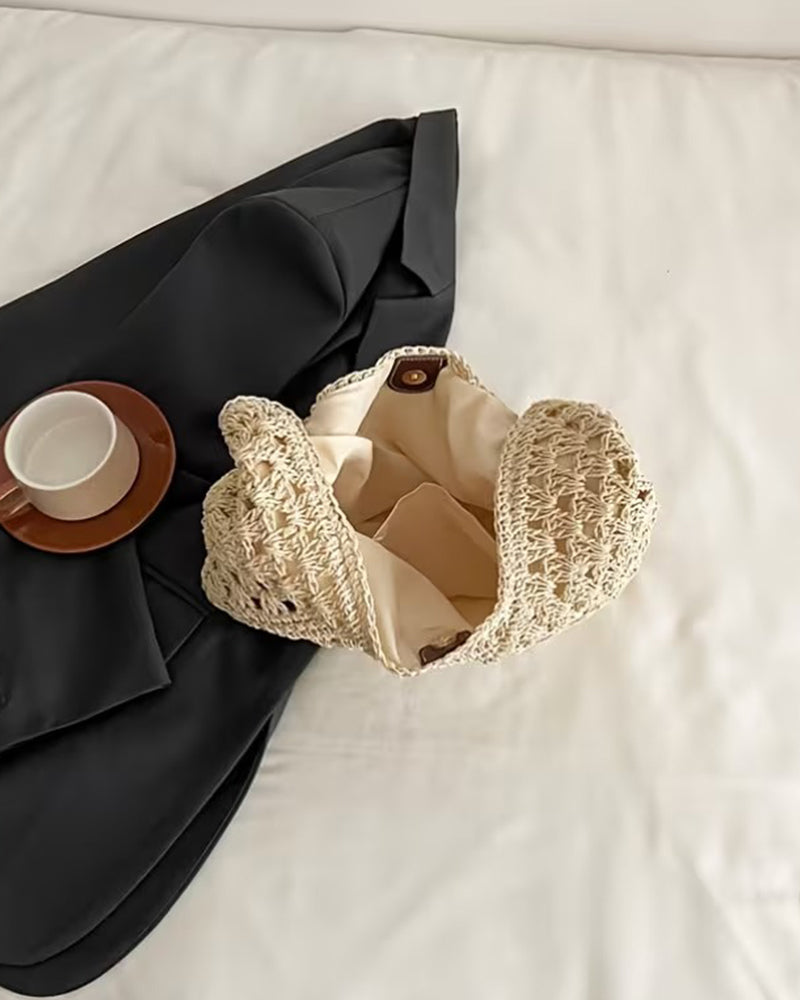 Women's Straw Beach Bag | Beaded Handle