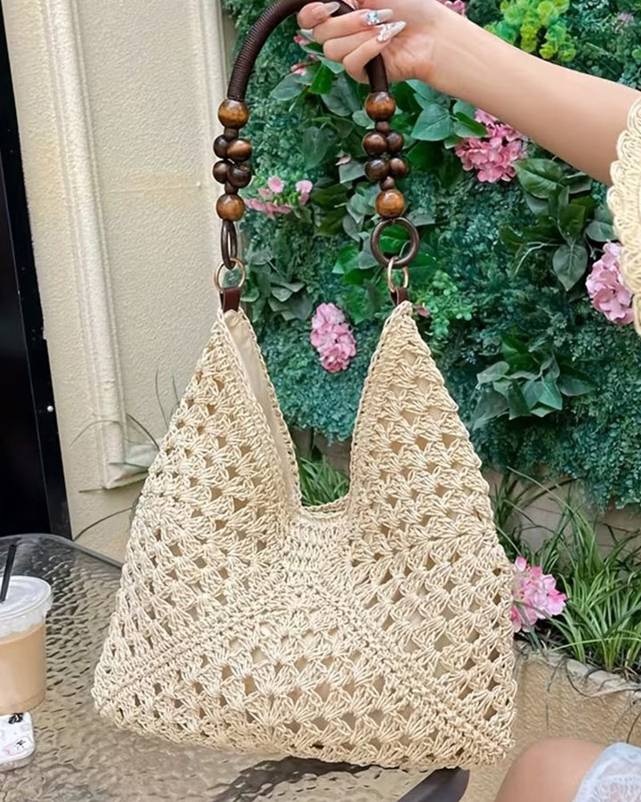 Women's Straw Beach Bag | Beaded Handle