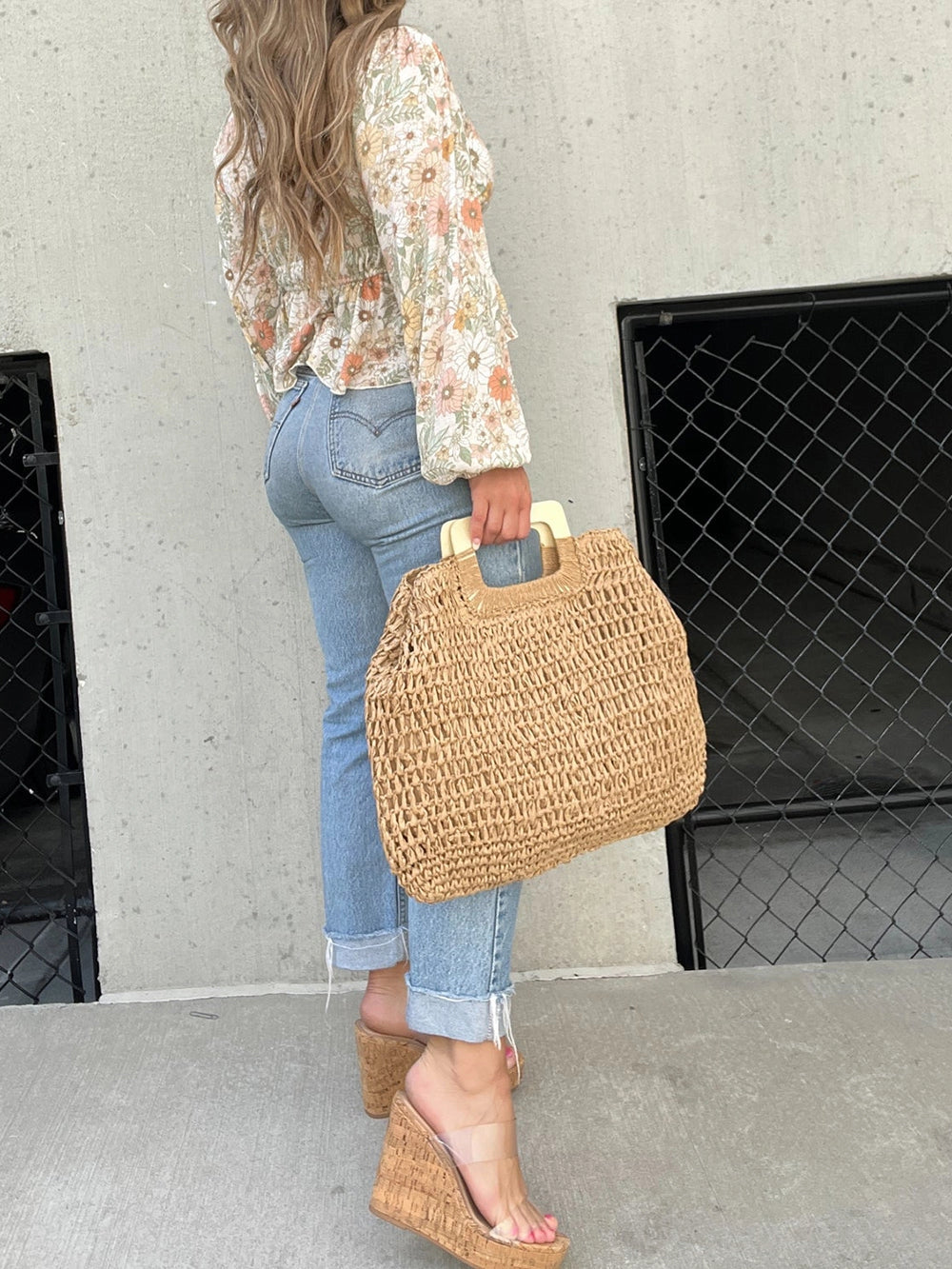 Women's Straw Beach Bag Open Weave | Top Handle