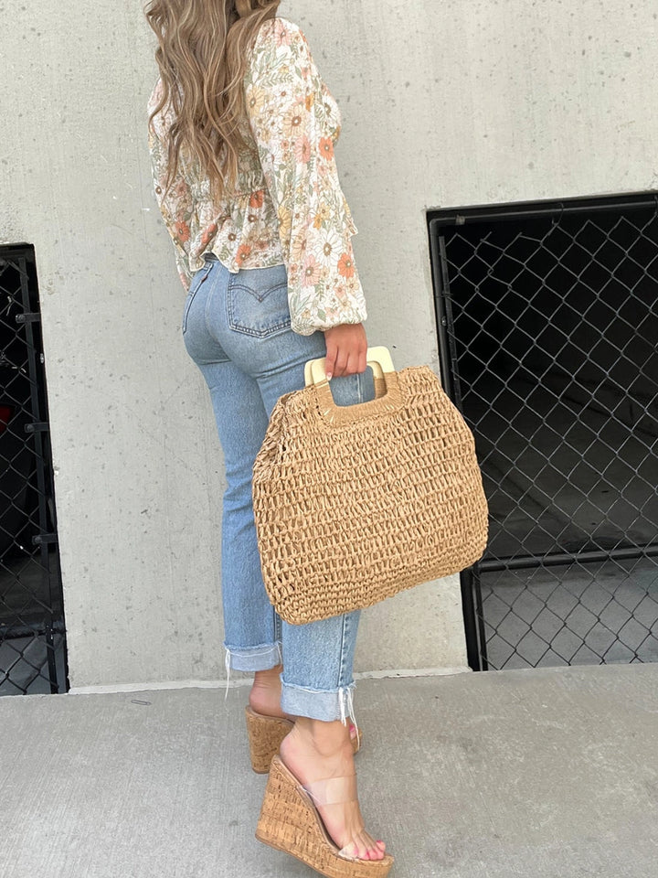 Women's Straw Beach Bag Open Weave | Top Handle