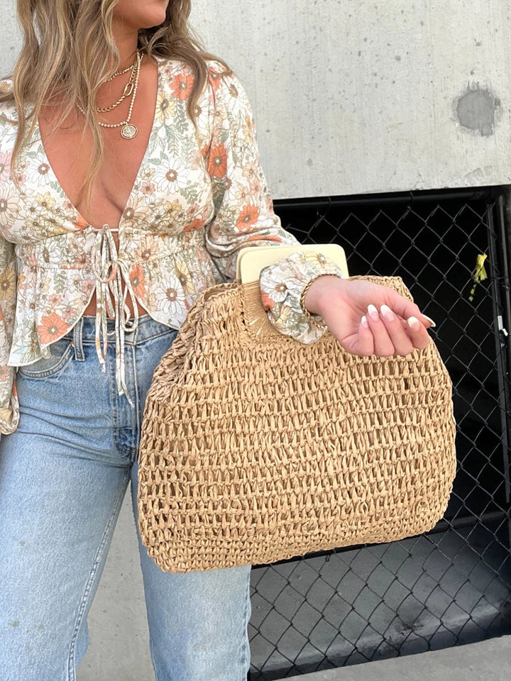 Women's Straw Beach Bag Open Weave | Top Handle
