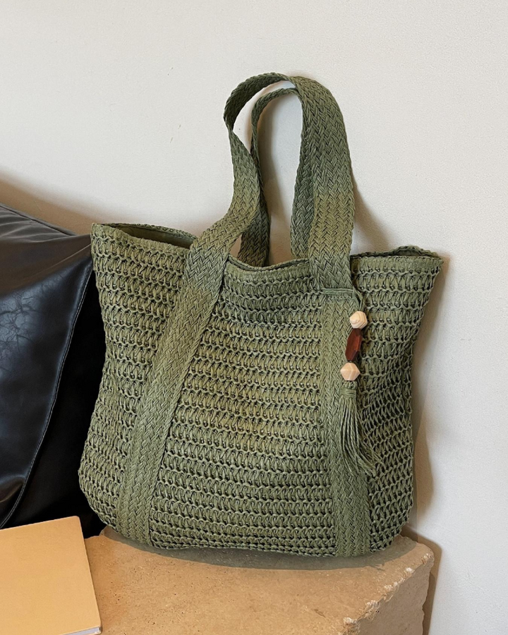 Women's Straw Beach Bag with Tassel Detail | Summer
