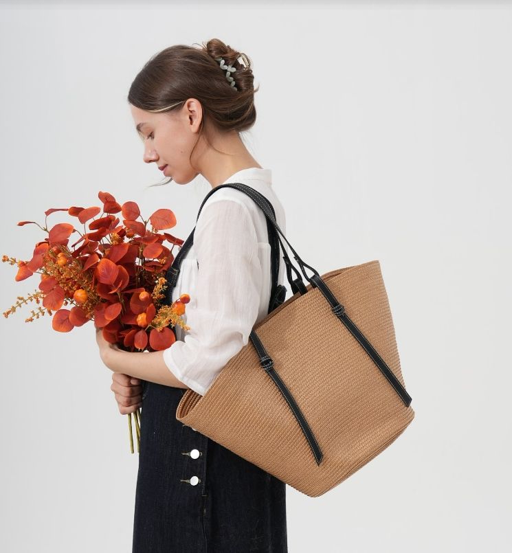 Women's Straw Beach Tote Bag | Shopper Style