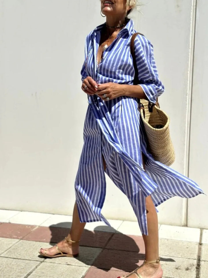 Women's Striped Shirt Dress | Maxi