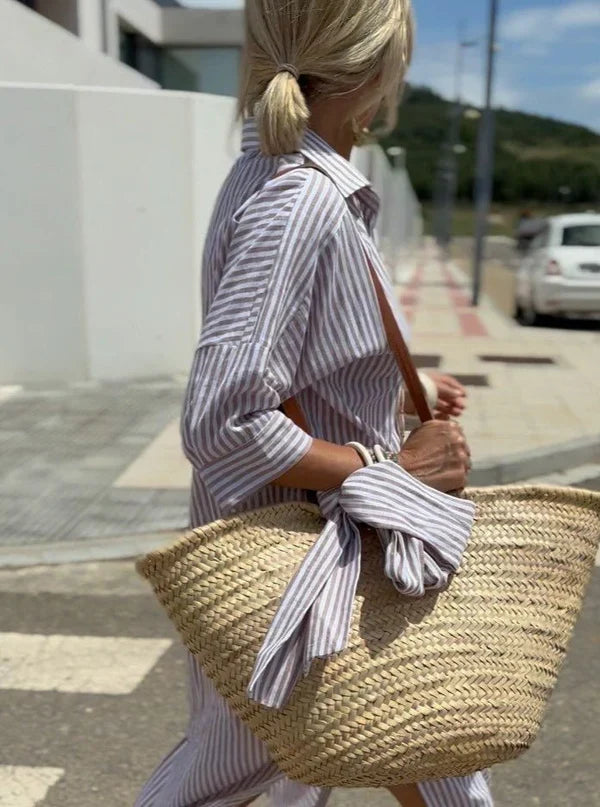 Women's Striped Shirt Dress | Maxi