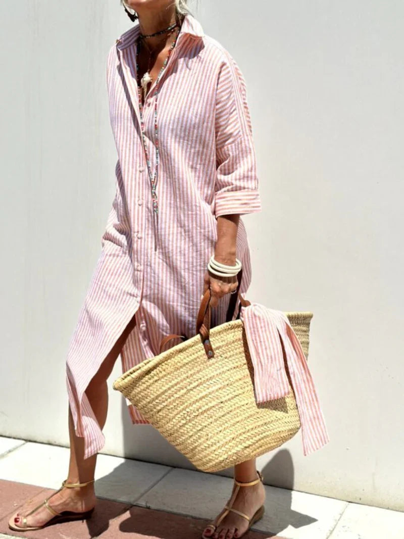 Women's Striped Shirt Dress | Maxi
