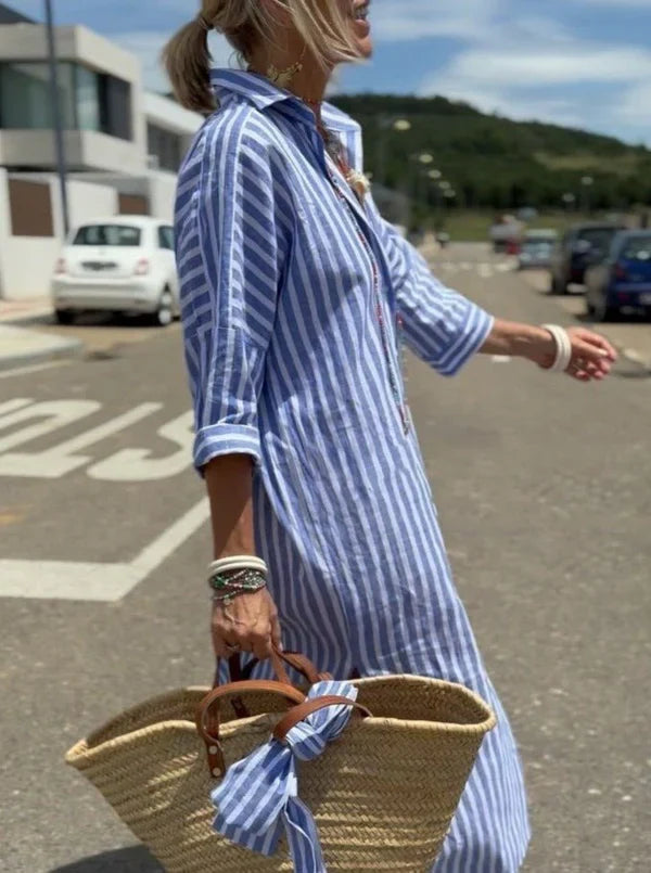 Women's Striped Shirt Dress | Maxi