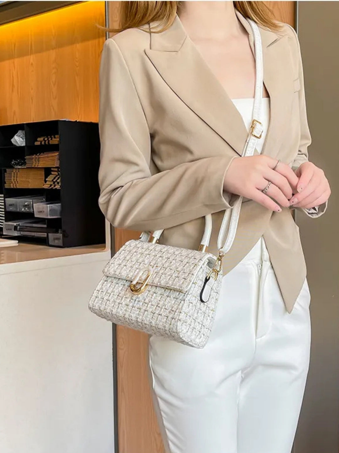 Women's Structured Handbag Boxy | Crossbody Strap