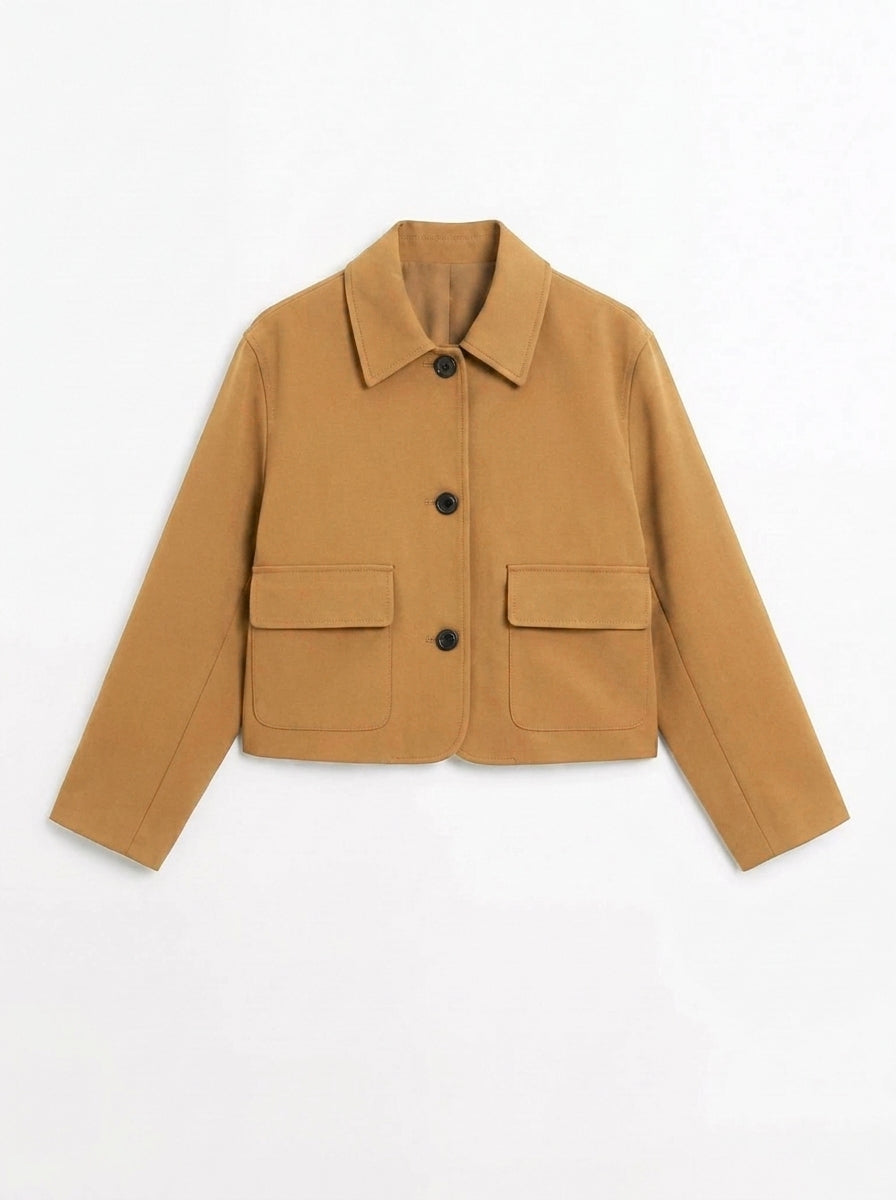 Women's Suede Jacket Cropped Button Up | Patch Pocket