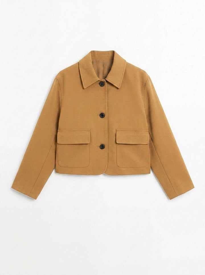 Women's Suede Jacket Cropped Button Up | Patch Pocket