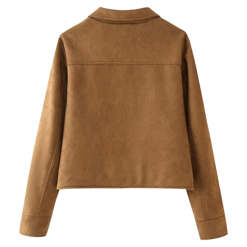 Women's Suede Jacket with Button Front | Cropped