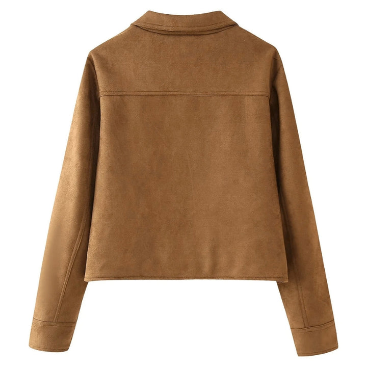 Women's Suede Jacket with Button Front | Cropped