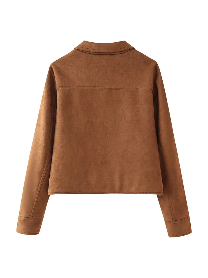 Women's Suede Jacket with Button Front | Cropped