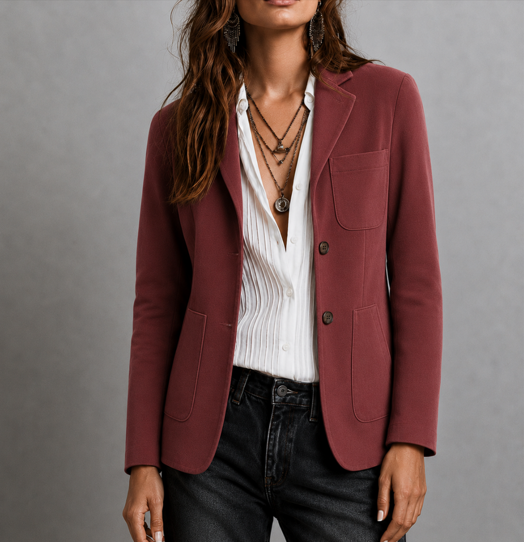 Women's Suede Jacket with Patch Pockets | Notch Lapel