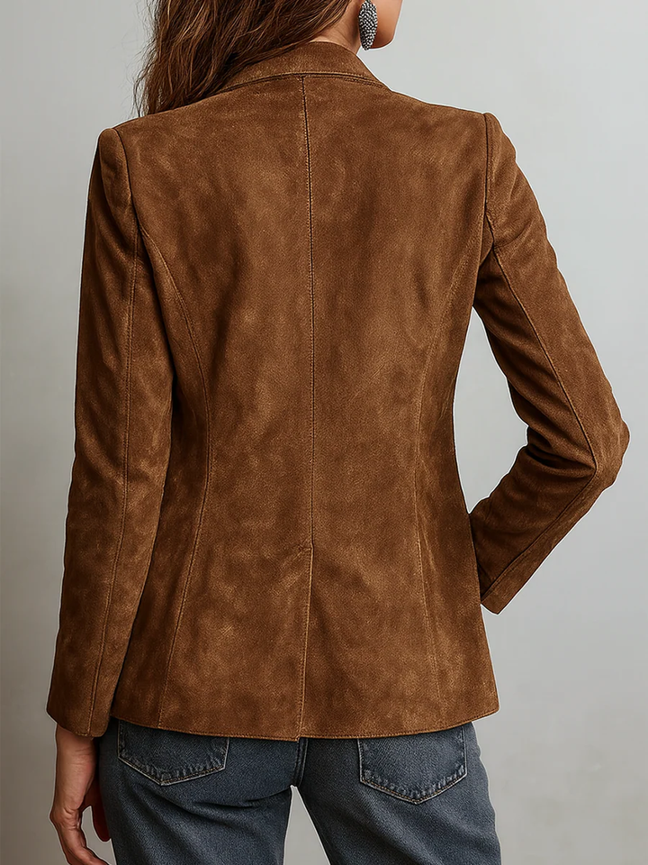 Women's Suede Jacket with Patch Pockets | Notch Lapel