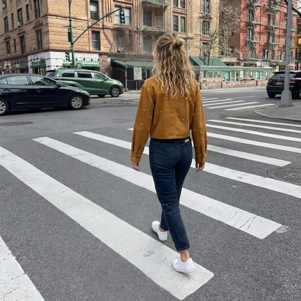 Women's Suede Jacket with Stud Detail | Cropped