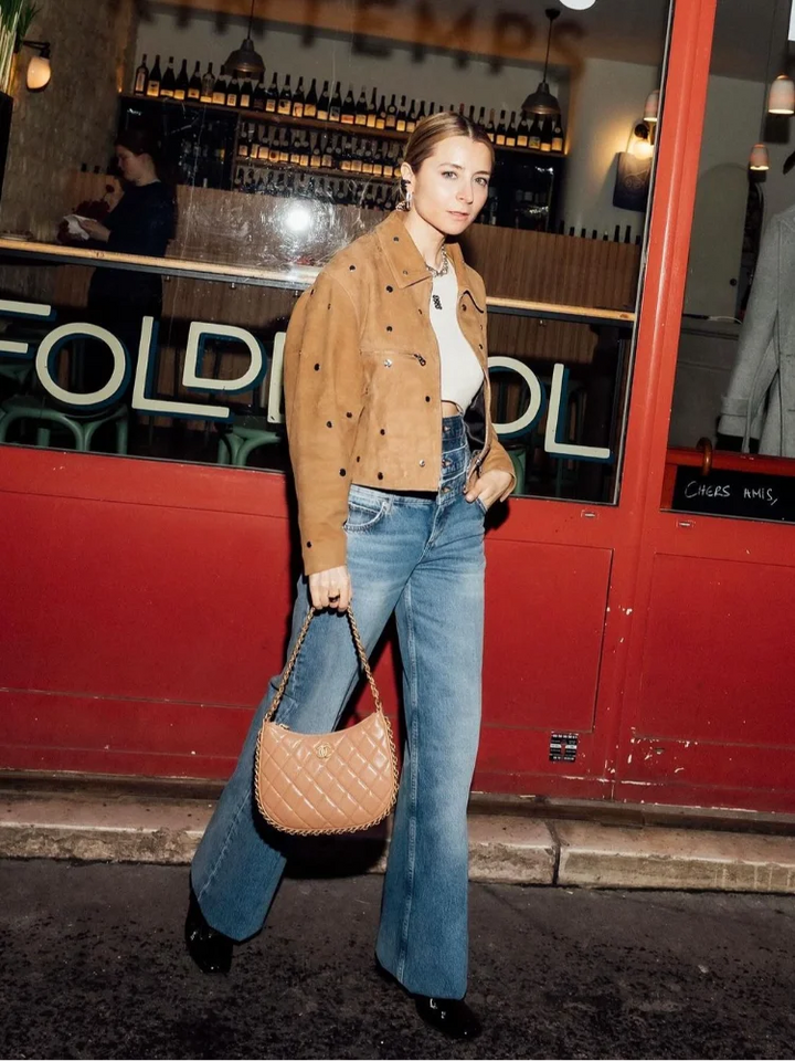 Women's Suede Jacket with Stud Detail | Cropped