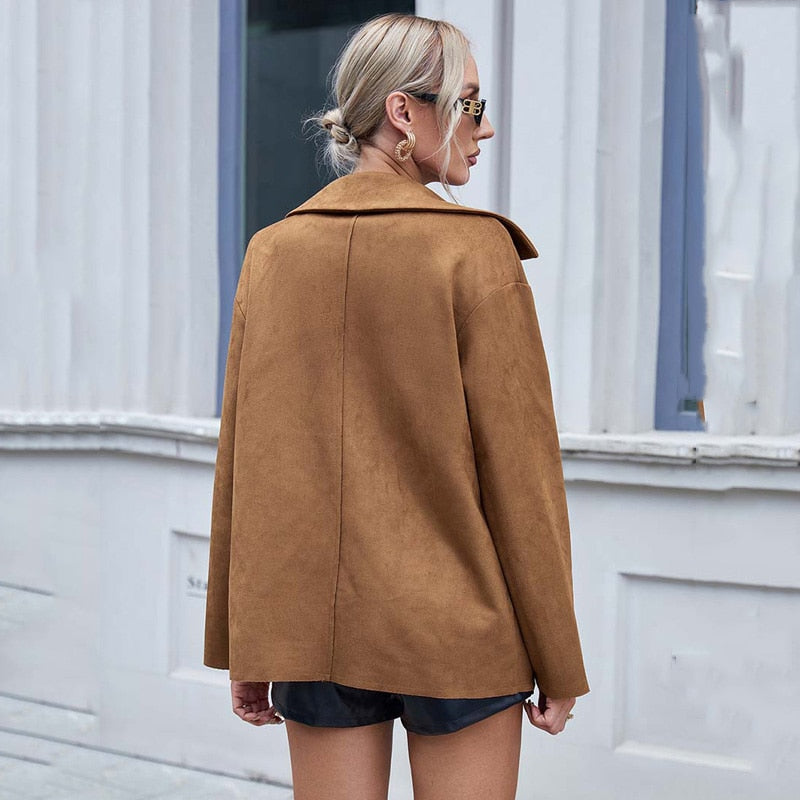 Women's Suede Shacket with Button Front | Collared