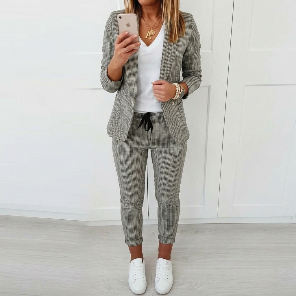 Women's Suits Blazer & Pants | Plaid Two Piece Set