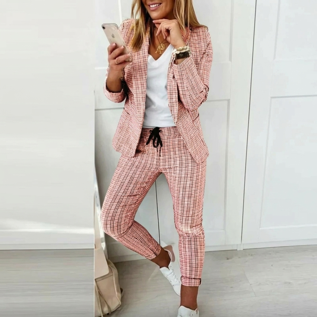 Women's Suits Blazer & Pants | Plaid Two Piece Set
