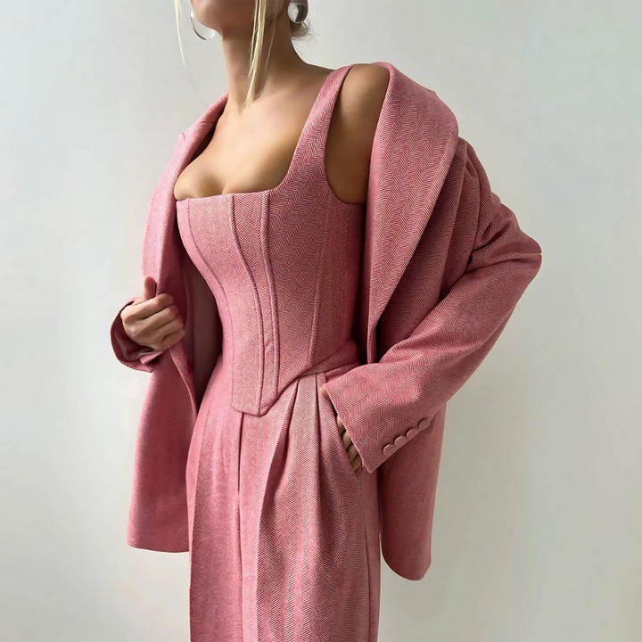 Women's Suits with Corset Top & Wide Leg Pants | 3-Piece Set