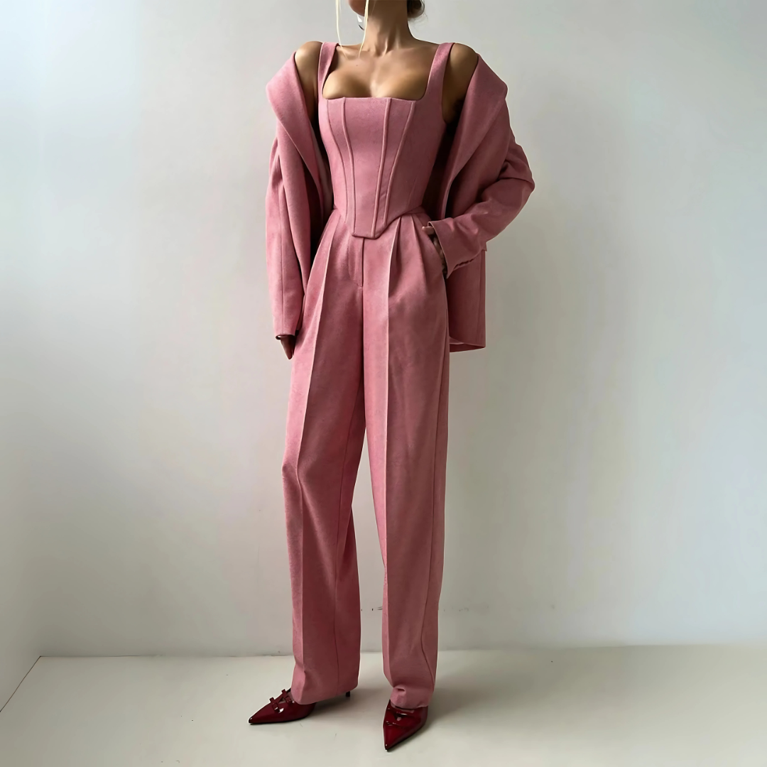 Women's Suits with Corset Top & Wide Leg Pants | 3-Piece Set