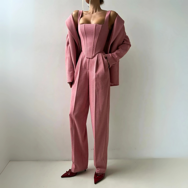 Women's Suits with Corset Top & Wide Leg Pants | 3-Piece Set