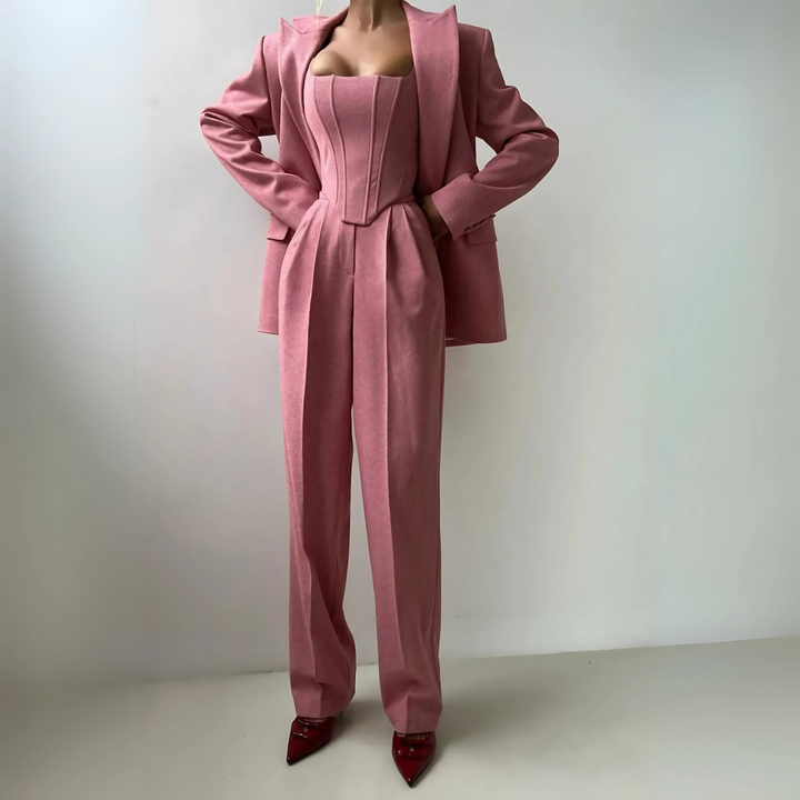 Women's Suits with Corset Top & Wide Leg Pants | 3-Piece Set