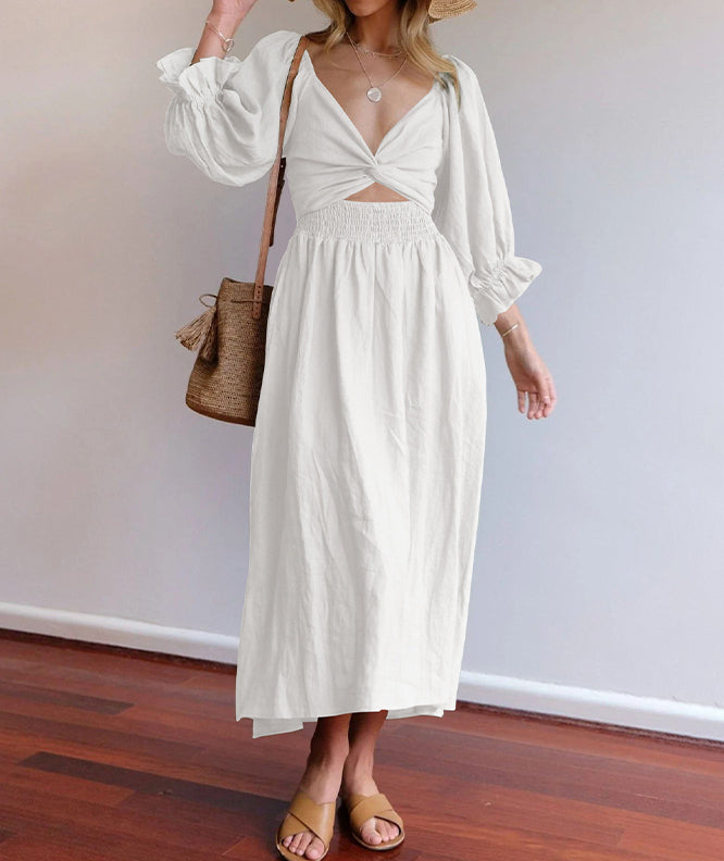 Women's Summer Dress 2-Way Wear & Smocked Waist | Midi