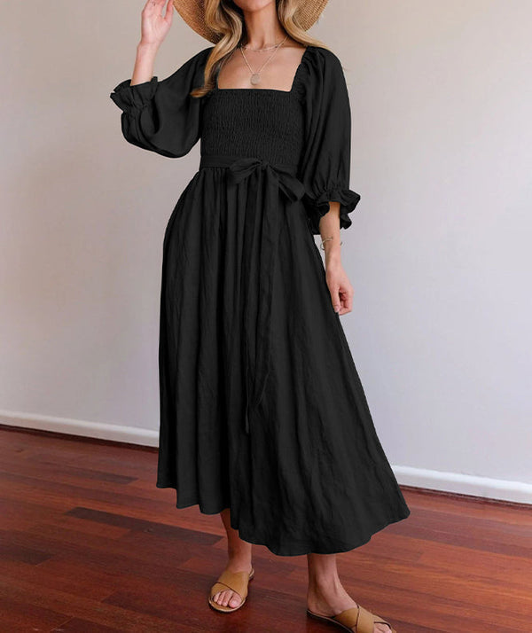 Women's Summer Dress 2-Way Wear & Smocked Waist | Midi