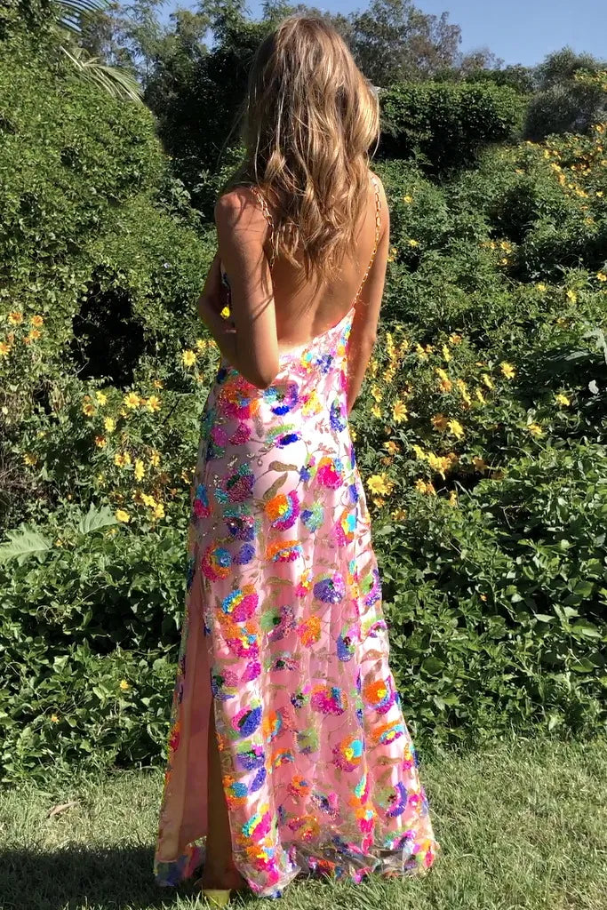 Women’s Summer Dress Floral Maxi | Backless Cowl Neck