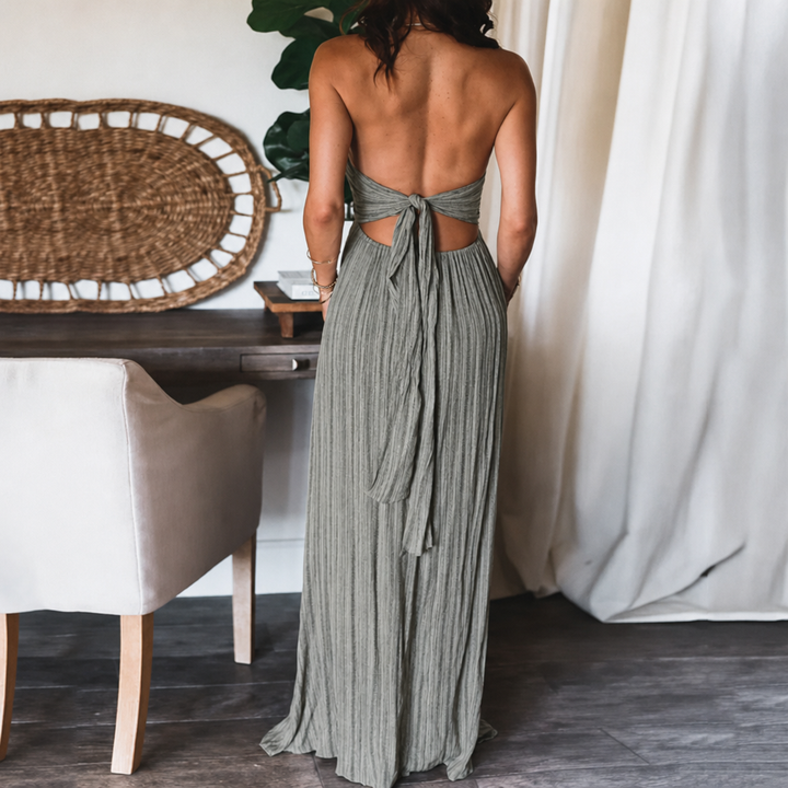 Women's Summer Dress Pleated with Open Back | Boho