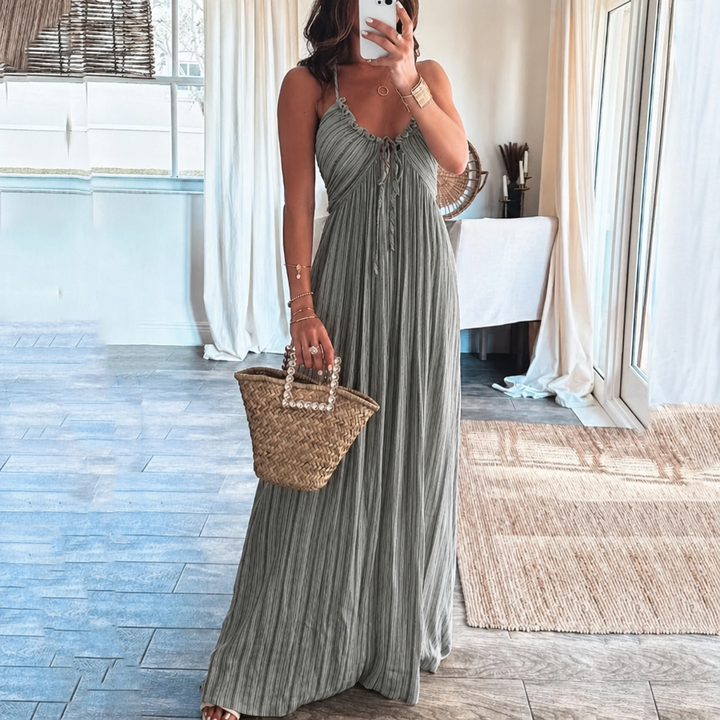 Women's Summer Dress Pleated with Open Back | Boho