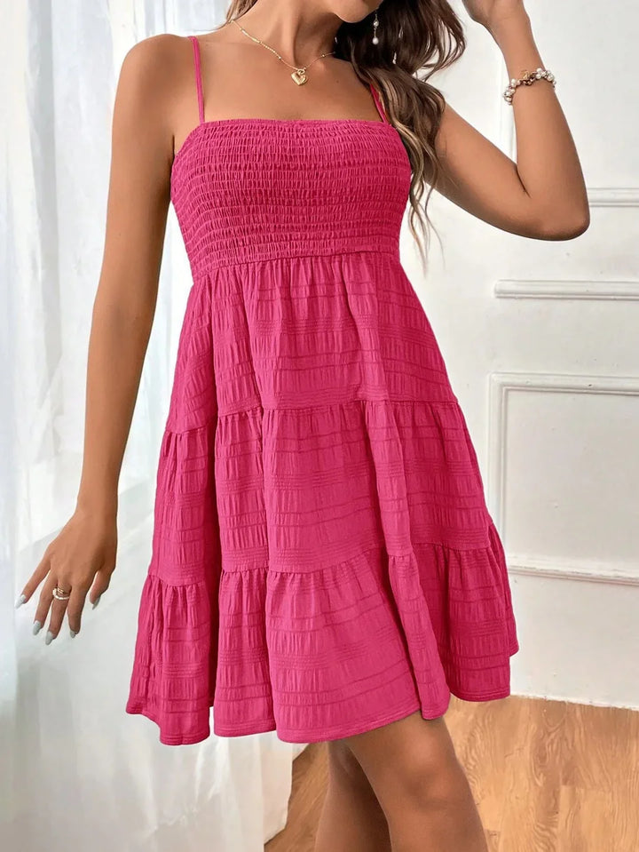 Women's Summer Dress Smocked with Tiered Hem | Mini