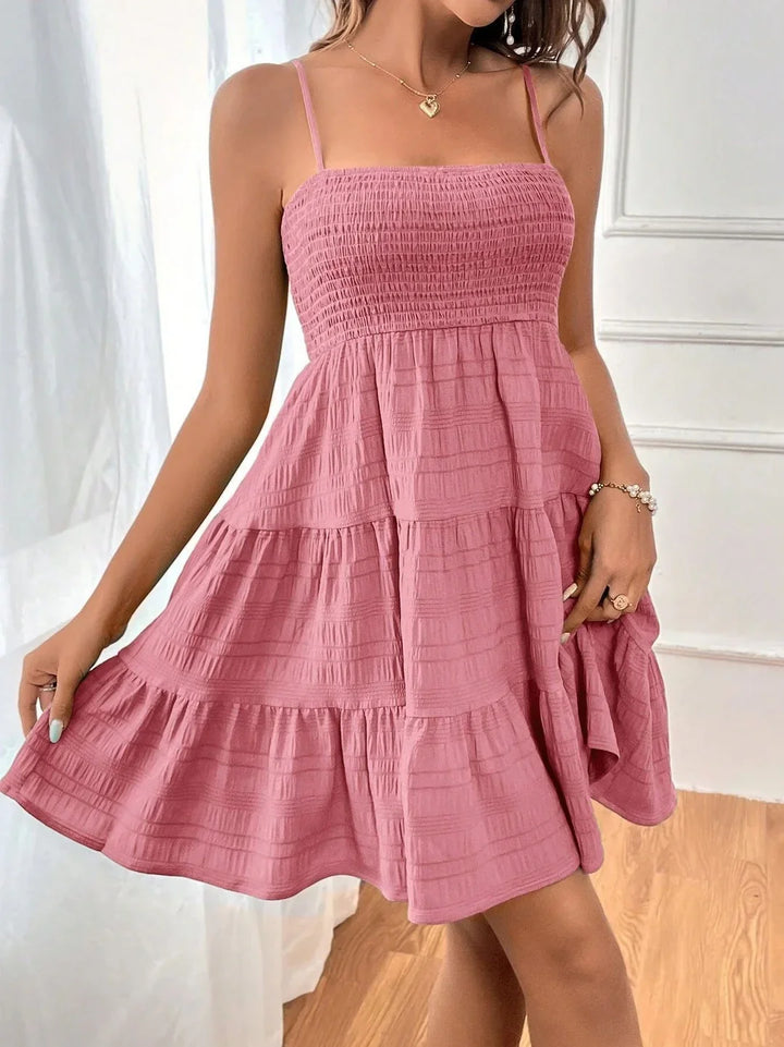 Women's Summer Dress Smocked with Tiered Hem | Mini