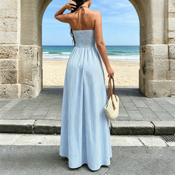 Women's Summer Dress Striped with Cut Out Waist | Maxi