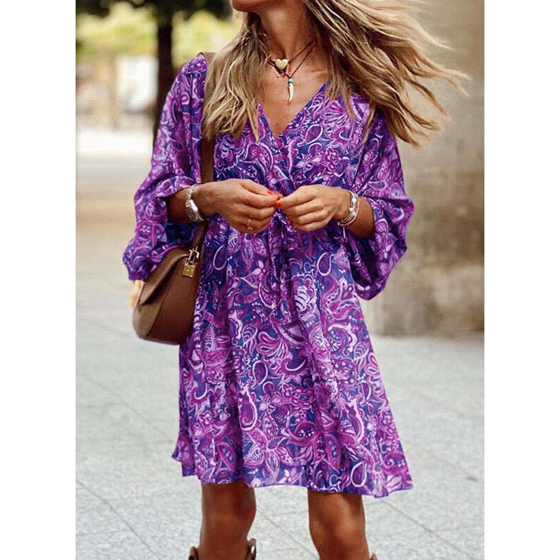 Women's Summer Dress V-Neck | Boho Mini