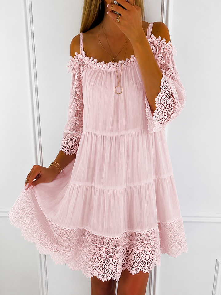 Women's Summer Dress with Cold Shoulder | Tiered Mini