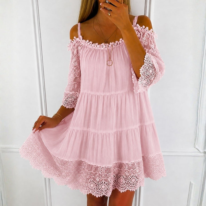 Women's Summer Dress with Cold Shoulder | Tiered Mini