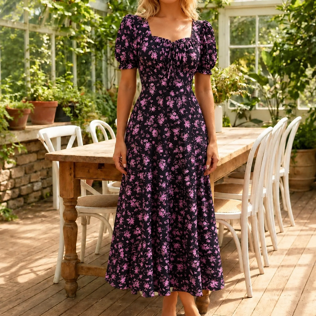 Women's Summer Dress with Puff Sleeve | Floral