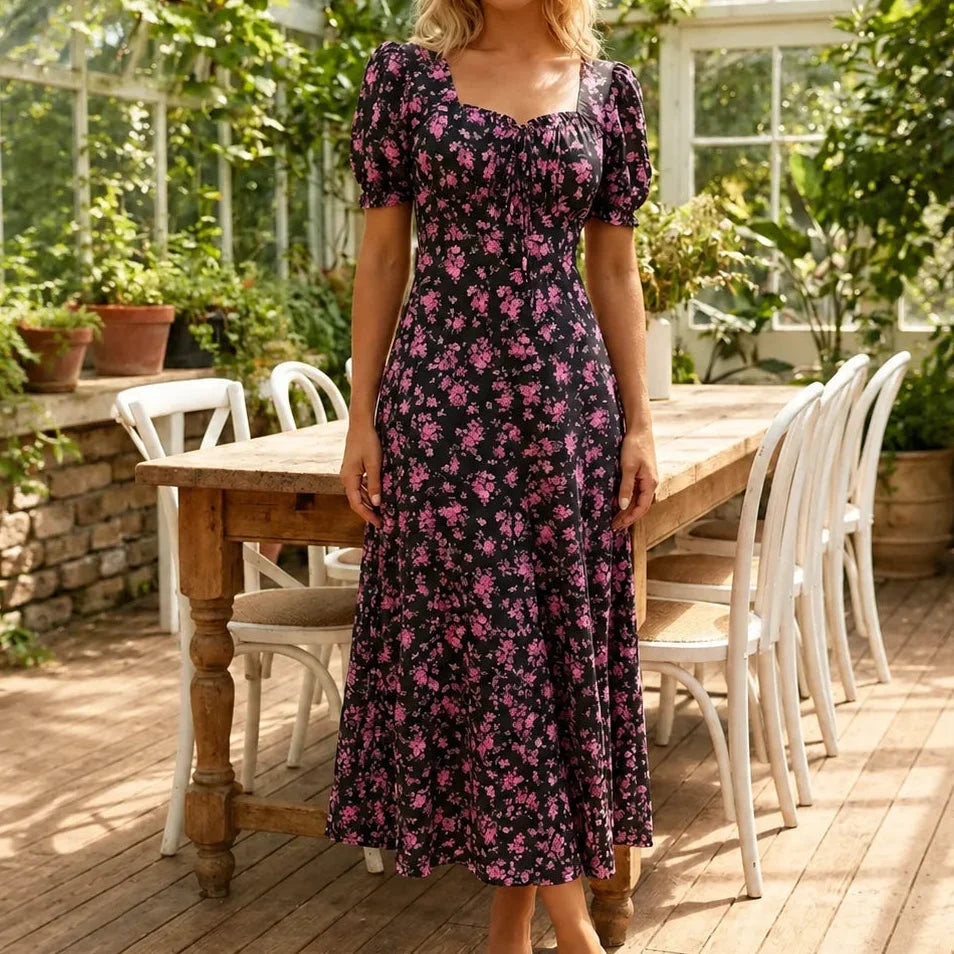 Women's Summer Dress with Puff Sleeve | Floral
