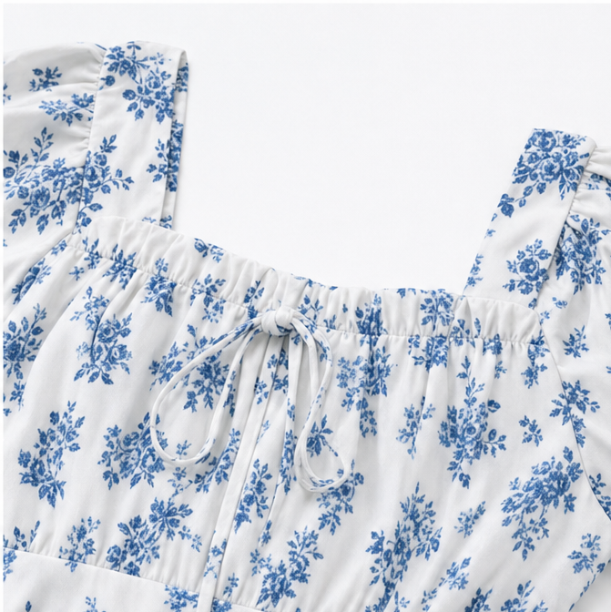 Women's Summer Dress with Puff Sleeve | Floral