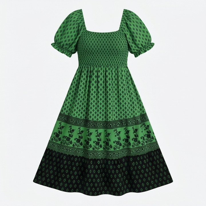 Women's Summer Dress with Puff Sleeve & Smocked Bodice | Boho