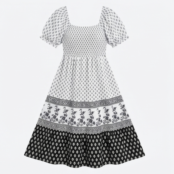 Women's Summer Dress with Puff Sleeve & Smocked Bodice | Boho