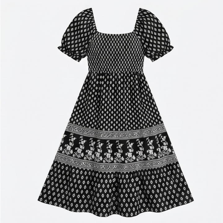 Women's Summer Dress with Puff Sleeve & Smocked Bodice | Boho